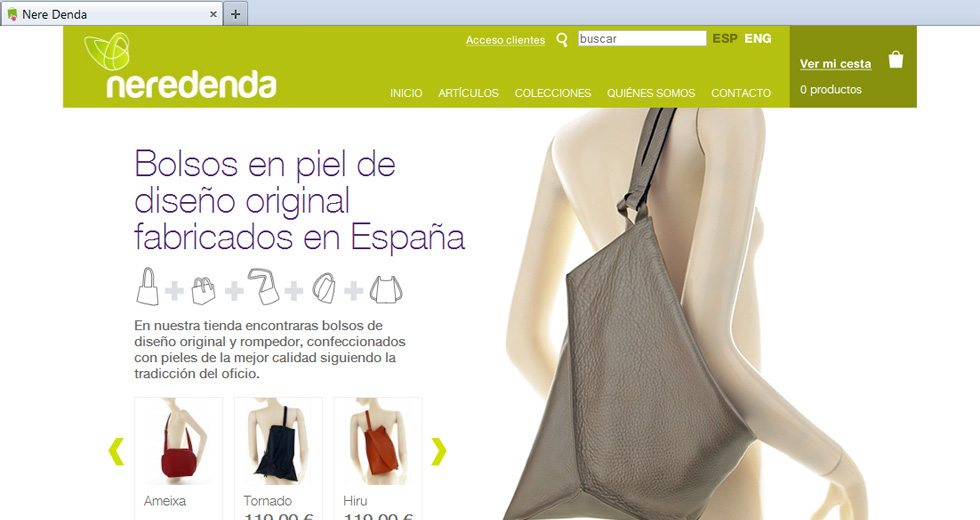 Neredenda - Tienda web realizada con Prestashop